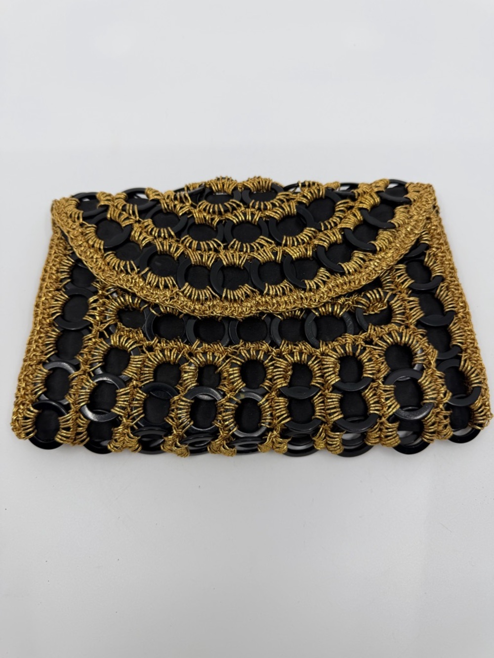 Black and Gold acrylic rings & Woven Evening Clutch